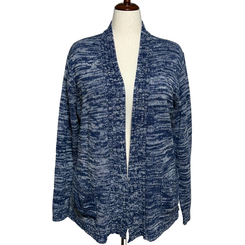 Jason Maxwell Cardigan Womens 3X Blue Marled Open Front Sweater Career Casual